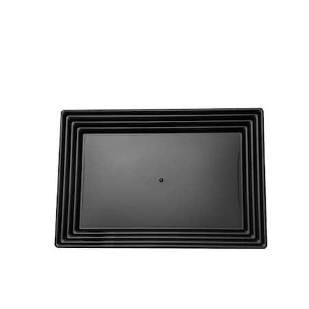 Smarty Had A Party 9" x 13" Black Rectangular with Groove Rim Plastic Serving Trays (24 Trays), 24PK 7903-CASE